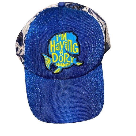 Disney Parks Finding Nemo I'm Having A Dory Moment Blue Glitter Mesh Hat Cap New - Picture 1 of 8